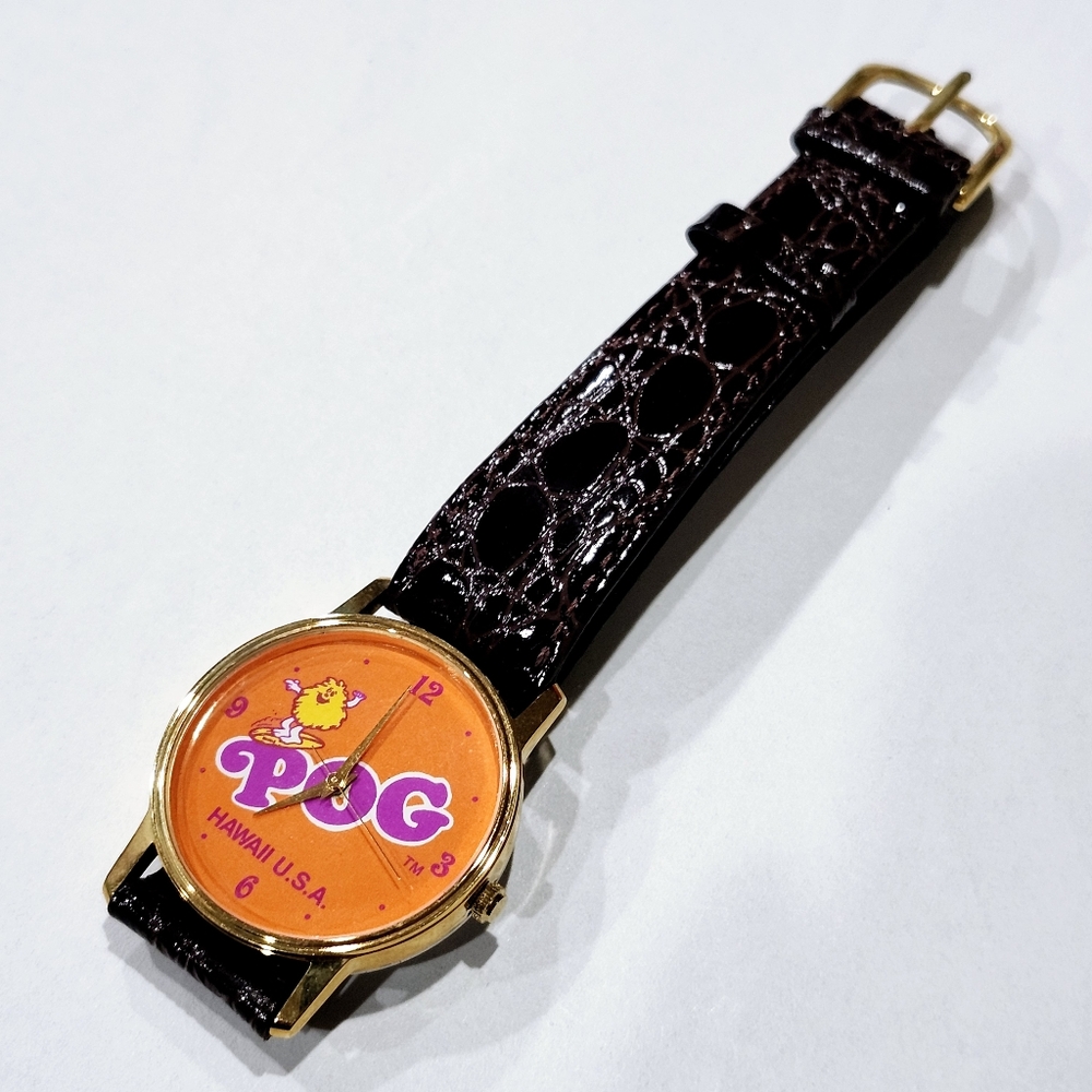 POG Hawaii USA Watch with Brown Strap Vintage Retro Wear Needs Battery